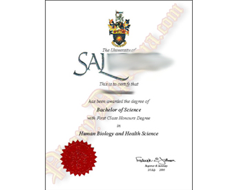 International United Kingdom Fake Diploma With Embossed Red Seal